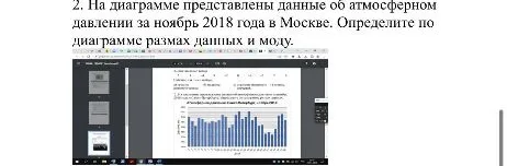 На диаграмме представлены данные об атмосферном давлении за ноябрь 2018 года в Москве. Определите по диаграмме размах данных и моду.