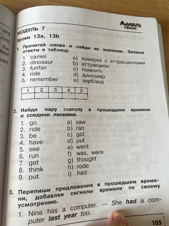 Прочитай слова и найди их значение. Запиши ответы в таблицу.