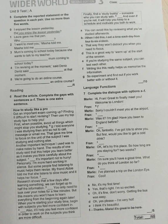 Complete the reported statement or the question in each pair. Use no more than five words.