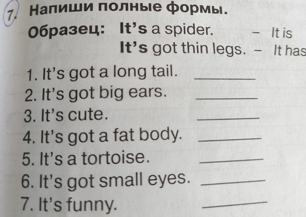 Напиши полные формы.