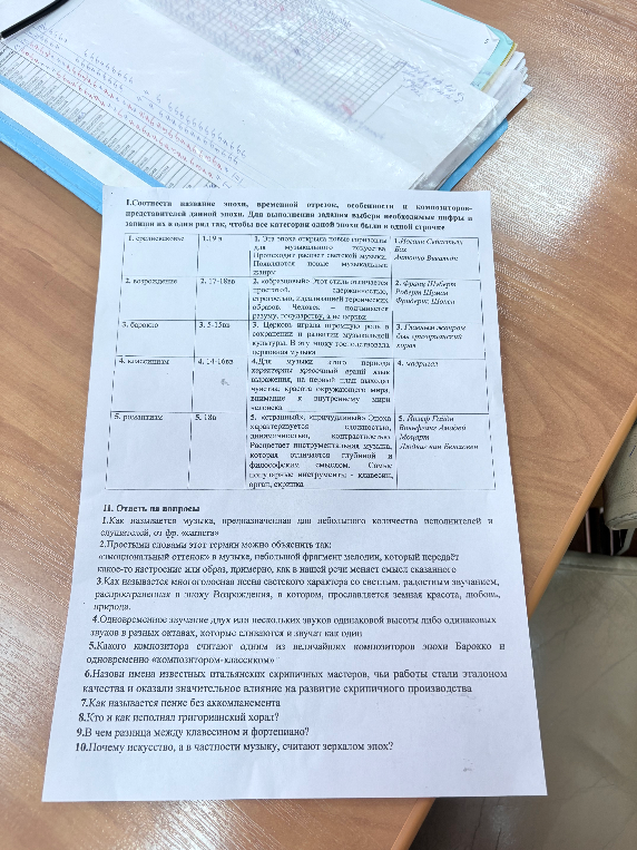 Соотнеси название эпохи, временной отрезок, особенности и композиторов-представителей данной эпохи. Для выполнения задания выбери необходимые цифры и запиши их в один ряд так, чтобы все категории одной эпохи были в одной строчке