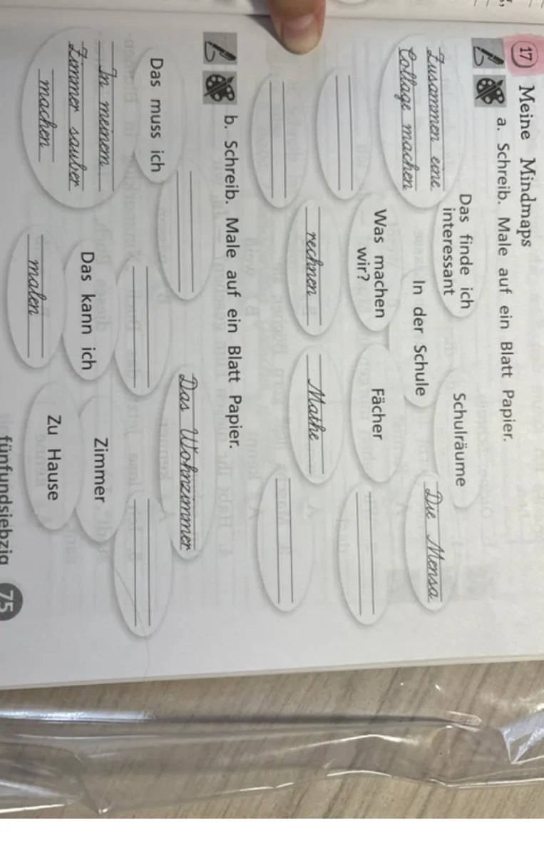 17. Meine Mindmaps. a. Schreib. Male auf ein Blatt Papier.