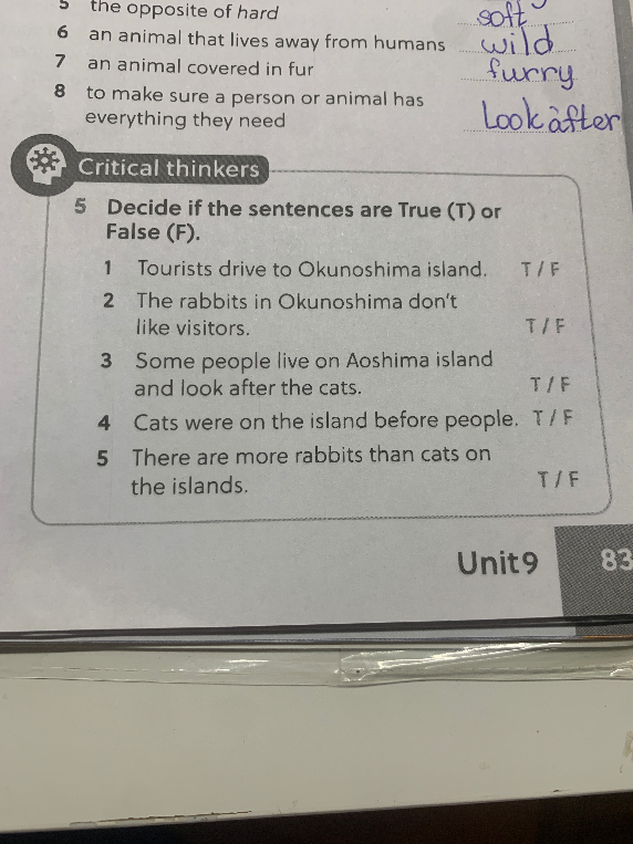 Decide if the sentences are True (T) or False (F).