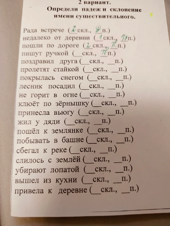 Определи падеж и склонение имени существительного.