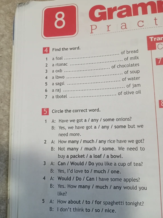 4 Find the word. 5 Circle the correct word.