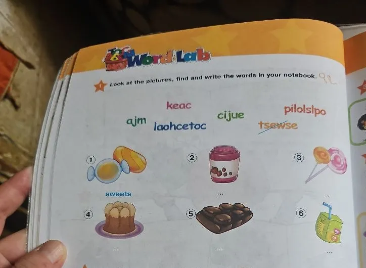 Look at the pictures, find and write the words in your notebook.
