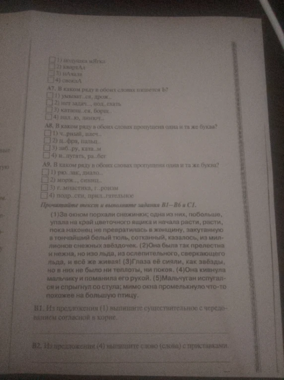А7. В каком ряду в обоих словах пишется ь?