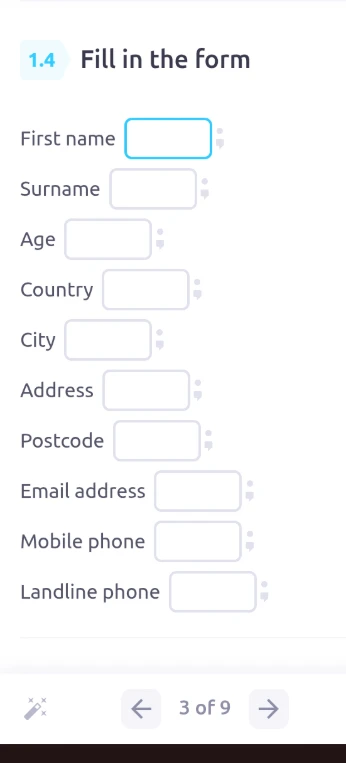 1.4 Fill in the form
