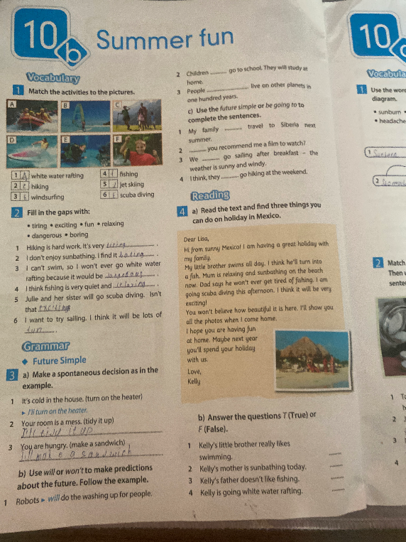3 a) Make a spontaneous decision as in the example.