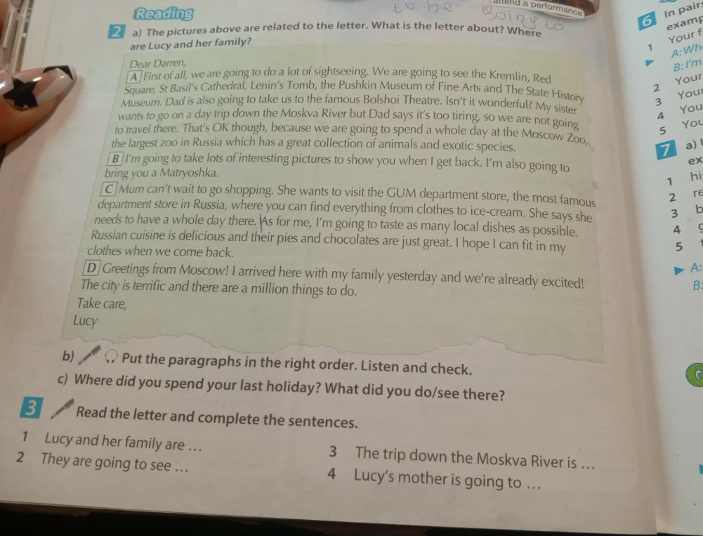 Read the letter and complete the sentences.