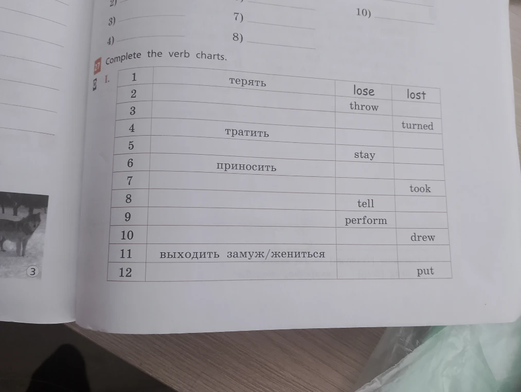 Complete the verb charts.