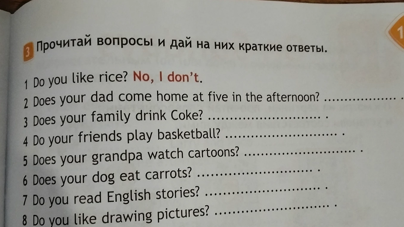 Прочитай вопросы и дай на них краткие ответы.