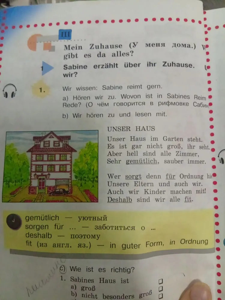 c) Wie ist es richtig? 1. Sabines Haus ist