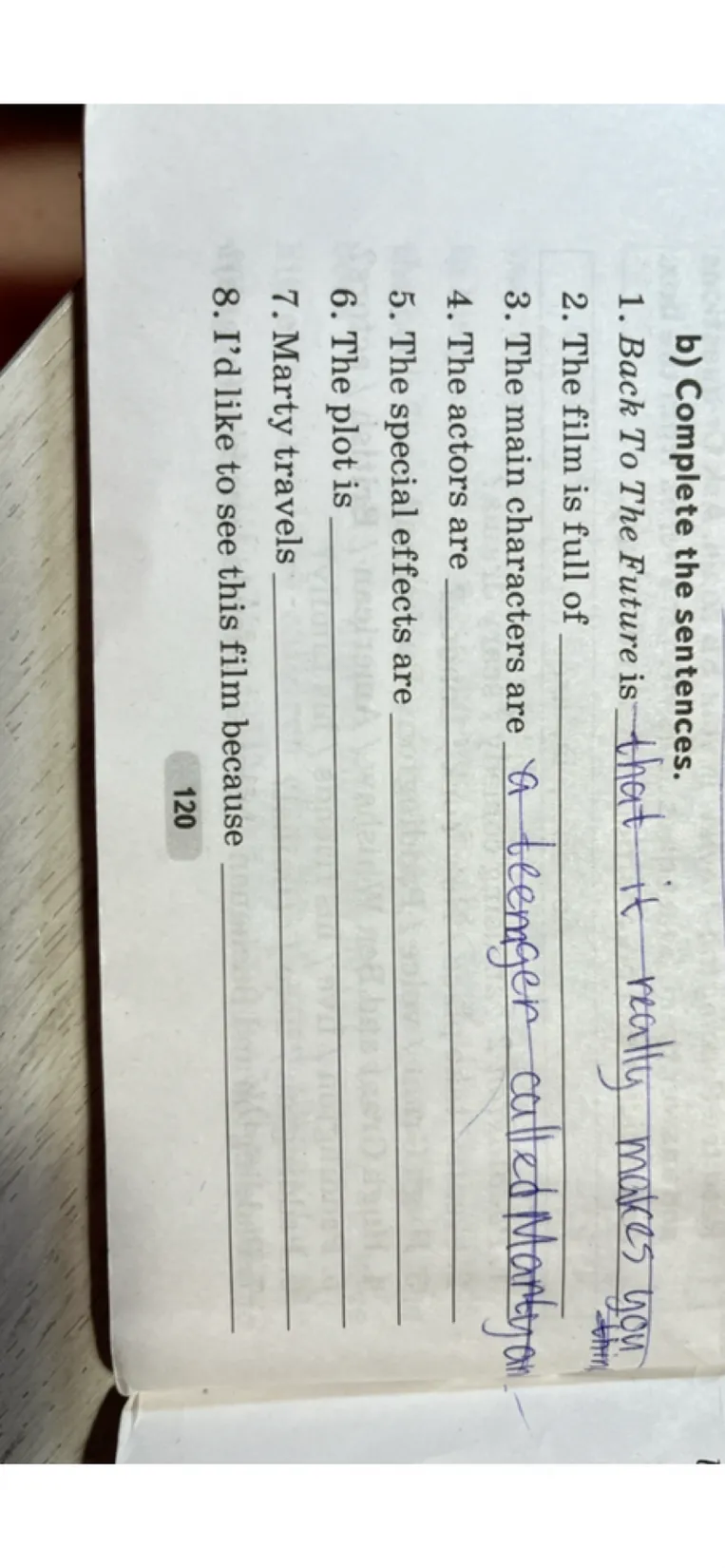 b) Complete the sentences.