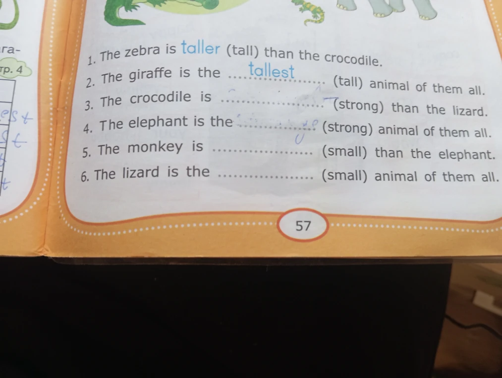 The crocodile is (strong) than the lizard.