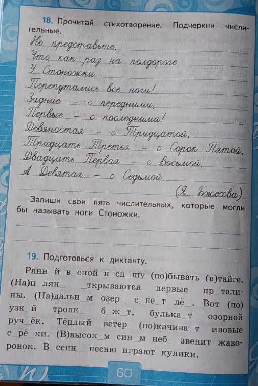 18. Прочитай стихотворение. Подчеркни числительные.
