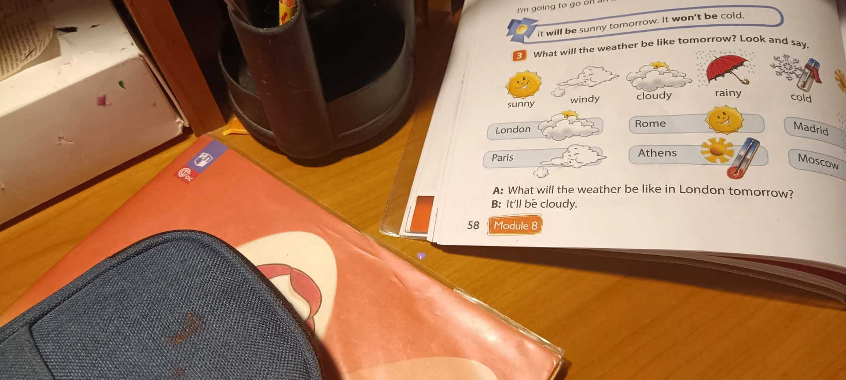 What will the weather be like tomorrow? Look and say.