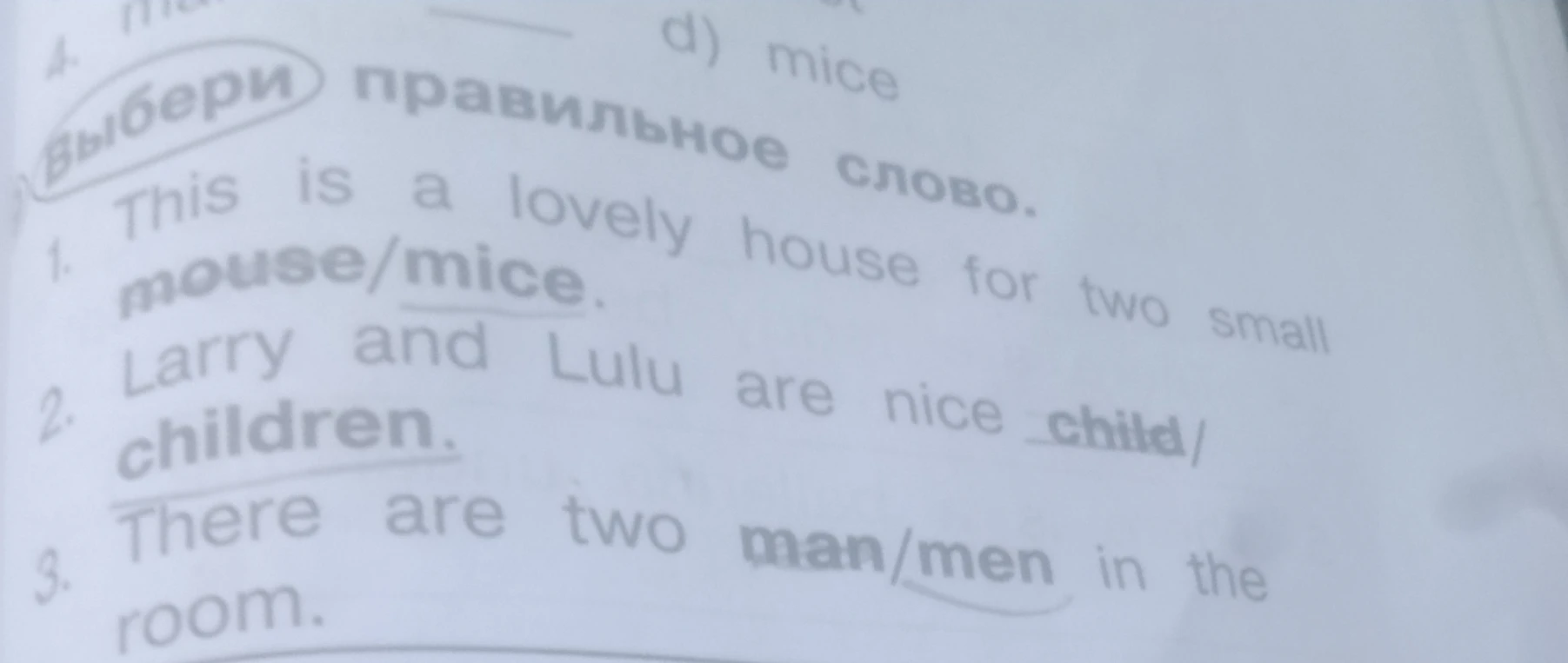 Выбери правильное слово.