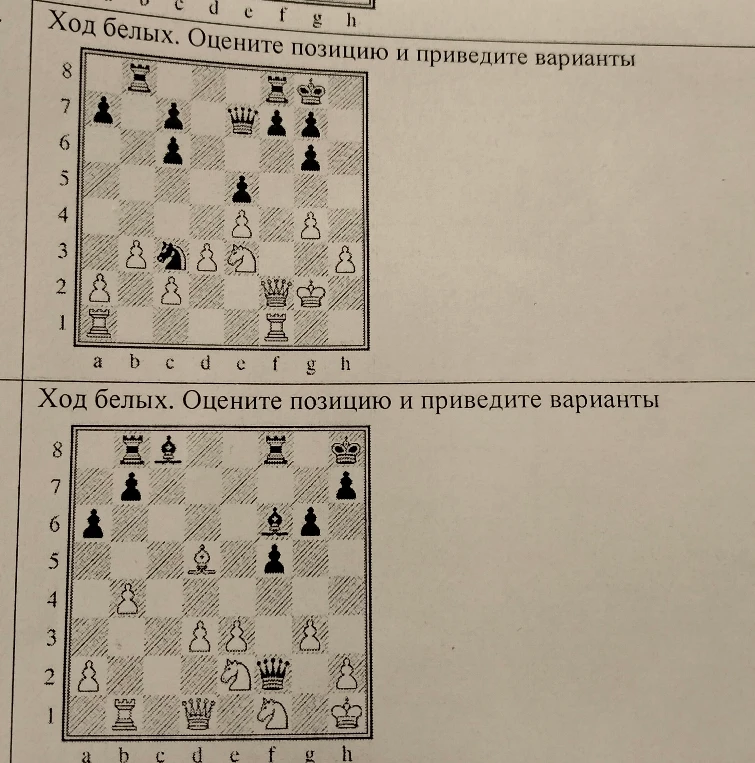 Ход белых. Оцените позицию и приведите варианты