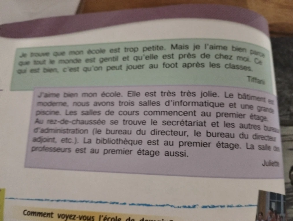 Je trouve que mon école est trop petite.