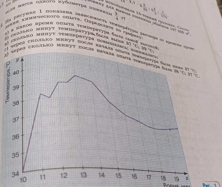 На рисунке 1 показана зависимость температуры раствора от времени проведения химического опыта. Определите по графику: