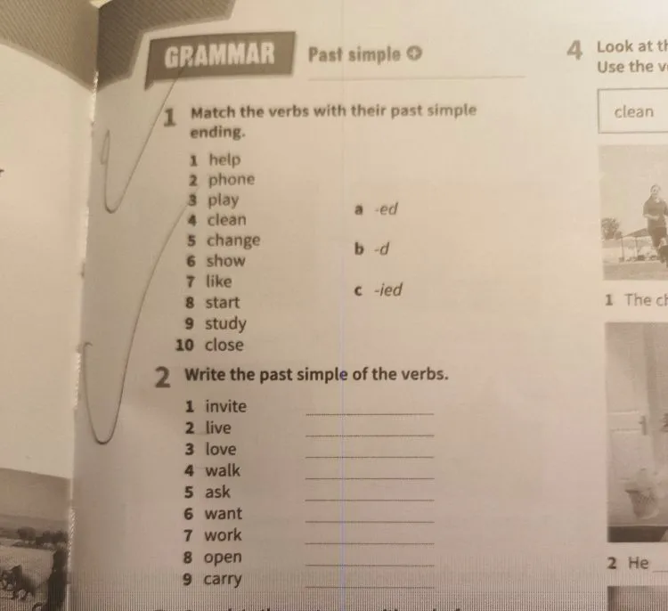 Match the verbs with their past simple ending.