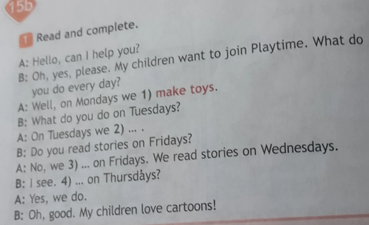 Read and complete.