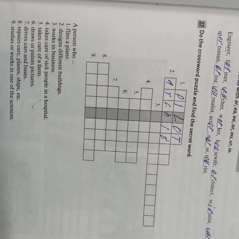 Do the crossword puzzle and find the secret word.