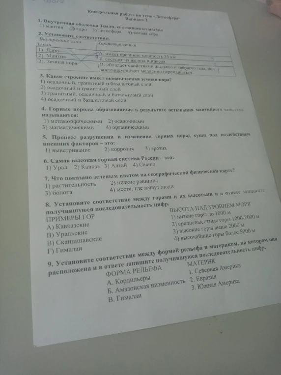 1. Внутренняя оболочка Земли, состоящая из магмы