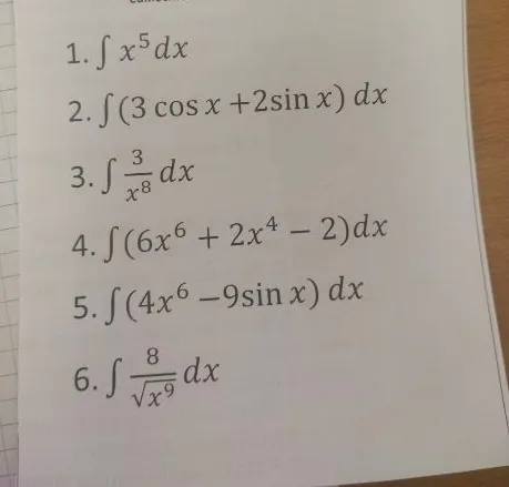 1. ∫ x^5 dx