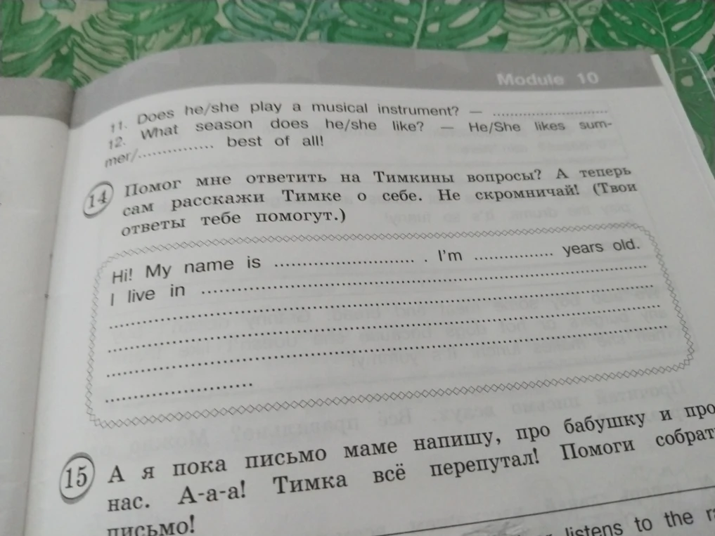 Помог мне ответить на Тимкины вопросы? А теперь сам расскажи Тимке о себе. Не скромничай! (Твои ответы тебе помогут.)