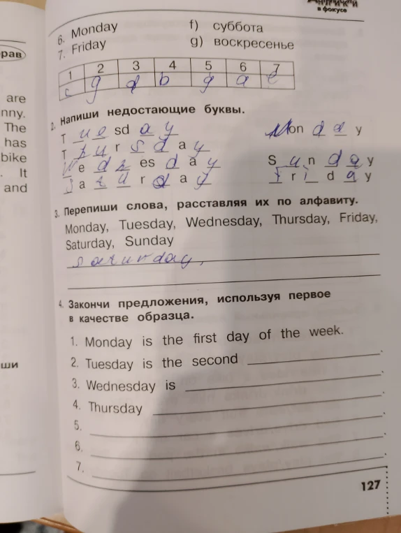 Закончи предложения, используя первое в качестве образца.