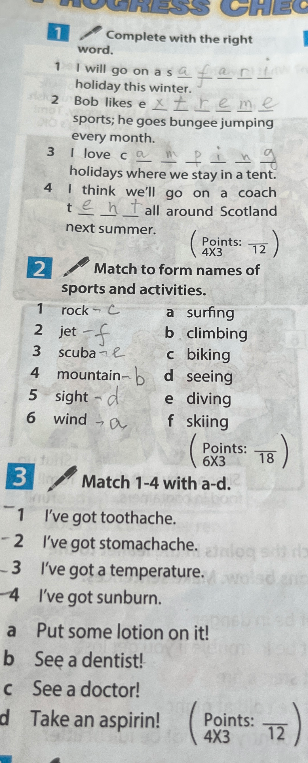 Complete with the right word.