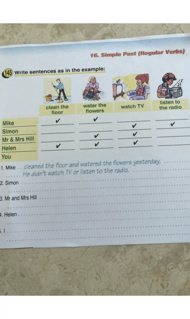 Write sentences as in the example: