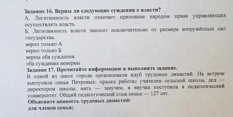 Задание 16. Верны ли следующие суждения о власти?
