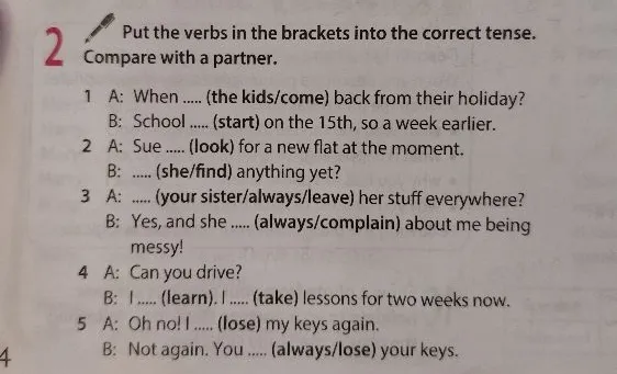Put the verbs in the brackets into the correct tense. Compare with a partner.