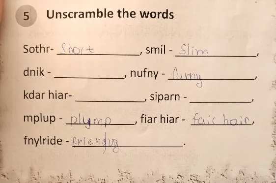 5 Unscramble the words
