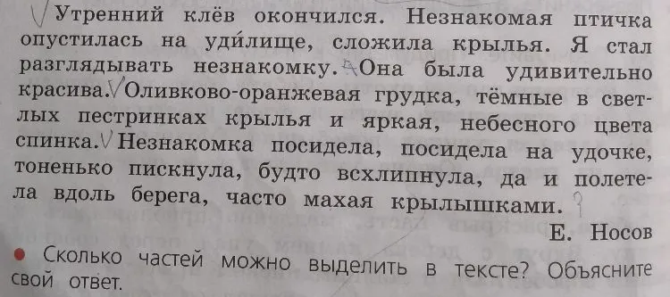 Сколько частей можно выделить в тексте? Объясните свой ответ.