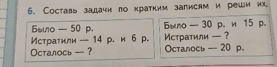 Составь задачи по кратким записям и реши их.