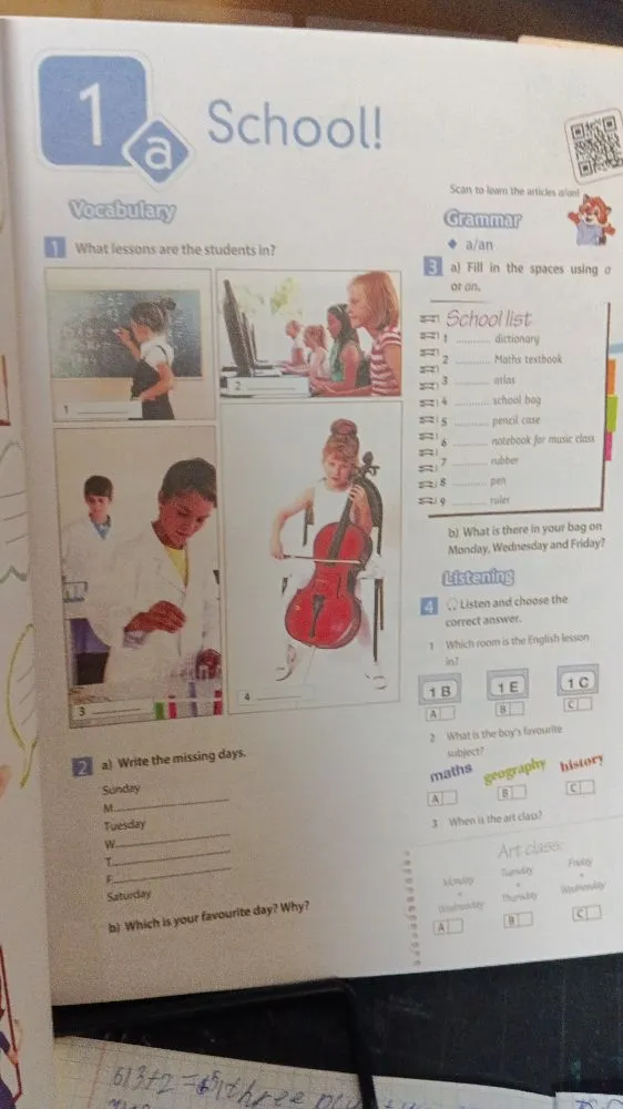 1 What lessons are the students in?