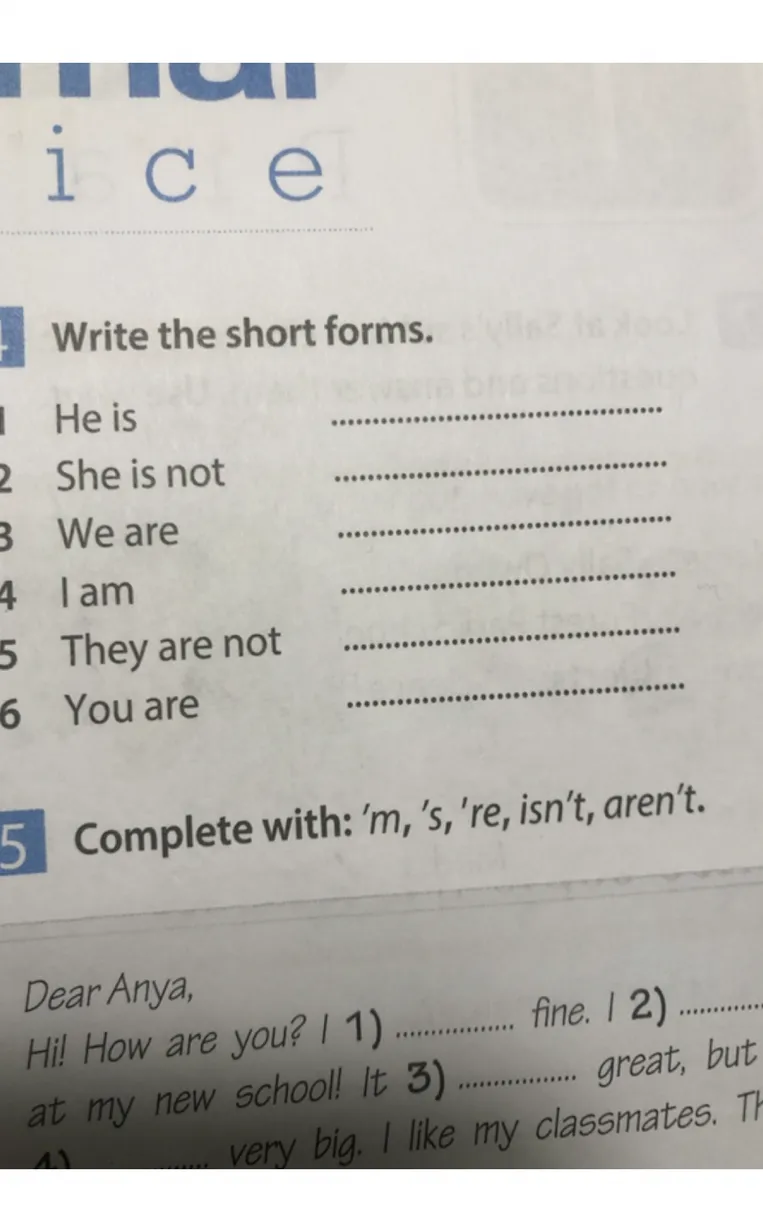 Write the short forms.
