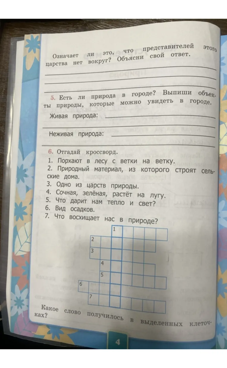 5. Есть ли природа в городе? Выпиши объекты природы, которые можно увидеть в городе.