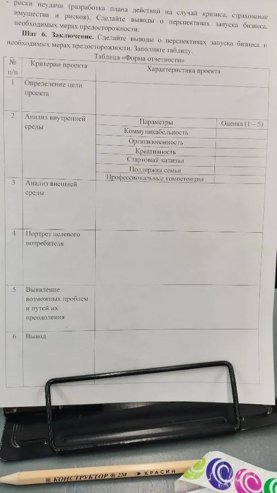 Шаг 6. Заключение. Сделайте выводы о перспективах запуска бизнеса и необходимых мерах предосторожности. Заполните таблицу.