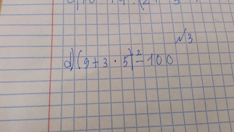 d) (9 + 3 * 5)^2 - 100
