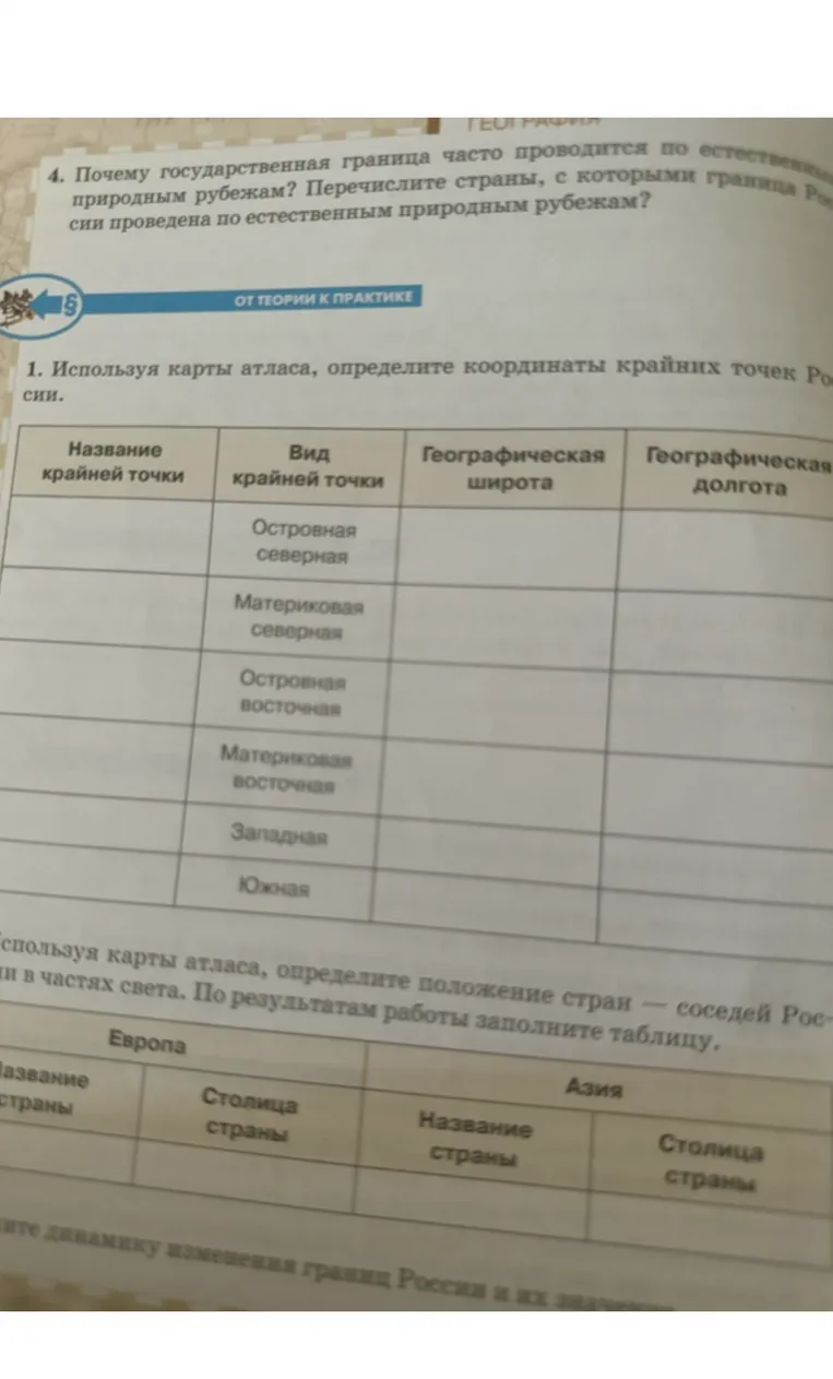 Используя карты атласа, определите координаты крайних точек России.