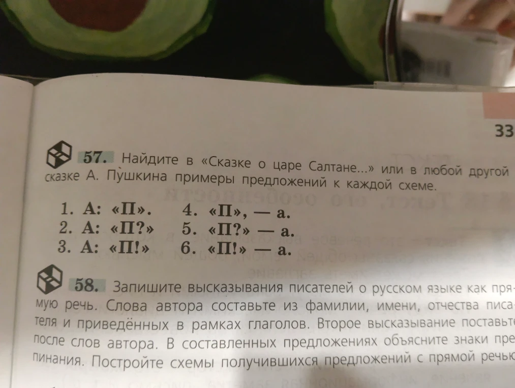 57. Найдите в «Сказке о царе Салтане...» или в любой другой сказке А. Пушкина примеры предложений к каждой схеме.