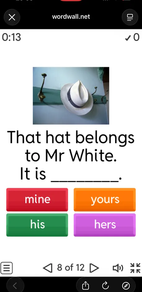 That hat belongs to Mr White. It is ________.