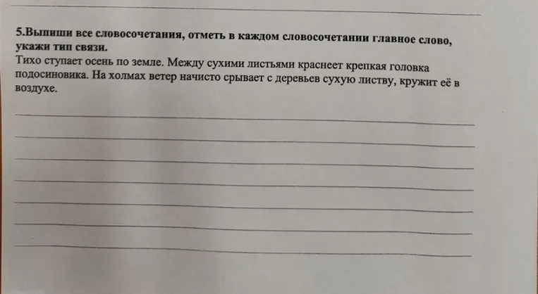 Выпиши все словосочетания, отметь в каждом словосочетании главное слово, укажи тип связи.