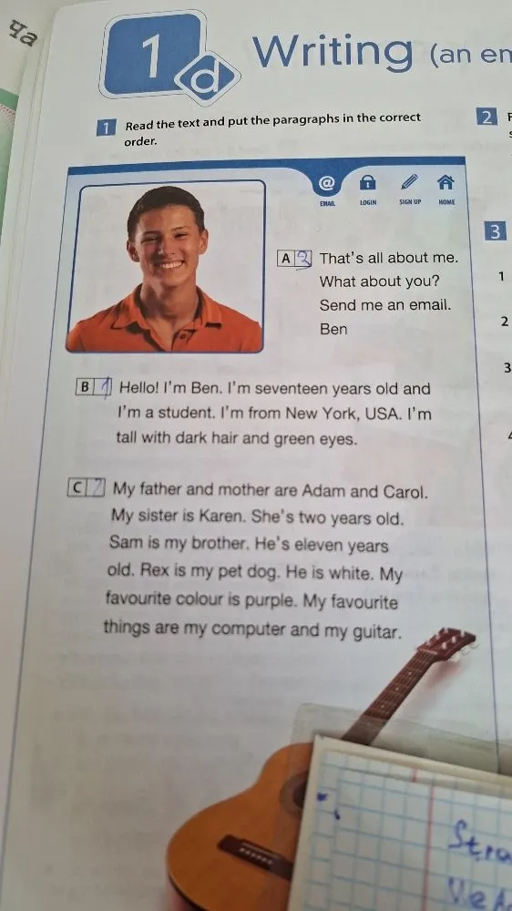 Find words in the text that show: age, height, appearance, family members