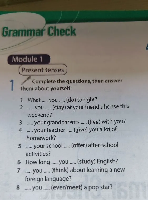 Complete the questions, then answer them about yourself.